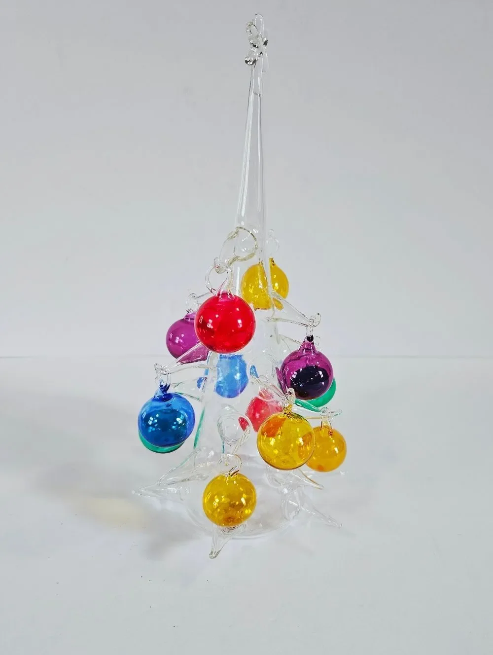 Vintage Handblown Romanian Crystal Christmas Tree Multicolored Glass Ornaments